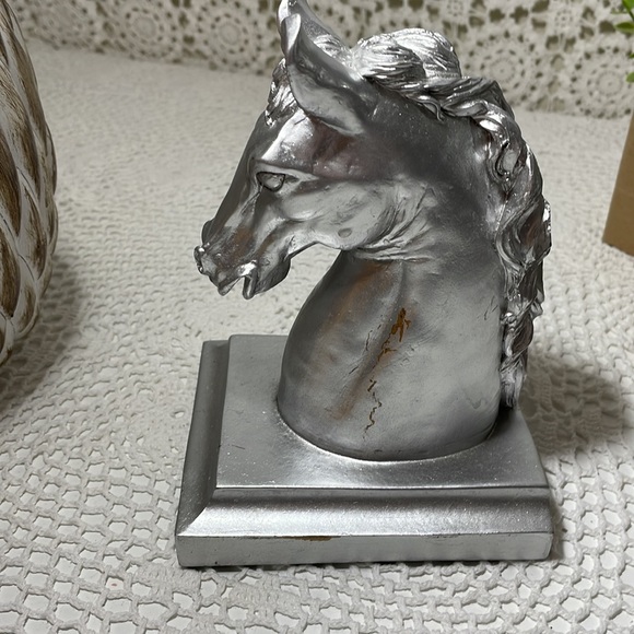 Silver clay Horse bust, statue, bookend - Picture 1 of 9